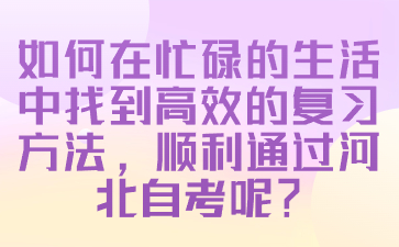 如何在忙碌的生活中找到高效的复习方法，顺利通过河北自考呢?