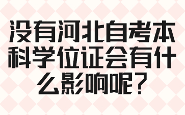 没有河北自考本科学位证会有什么影响呢?